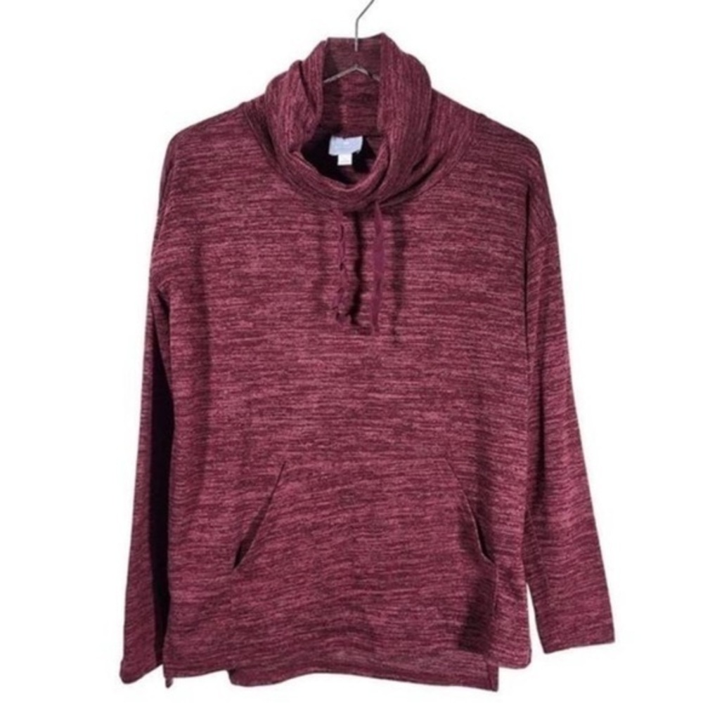 Sunday Cowl Neck Long Sleeve Pullover Sweatshirt in Maroon